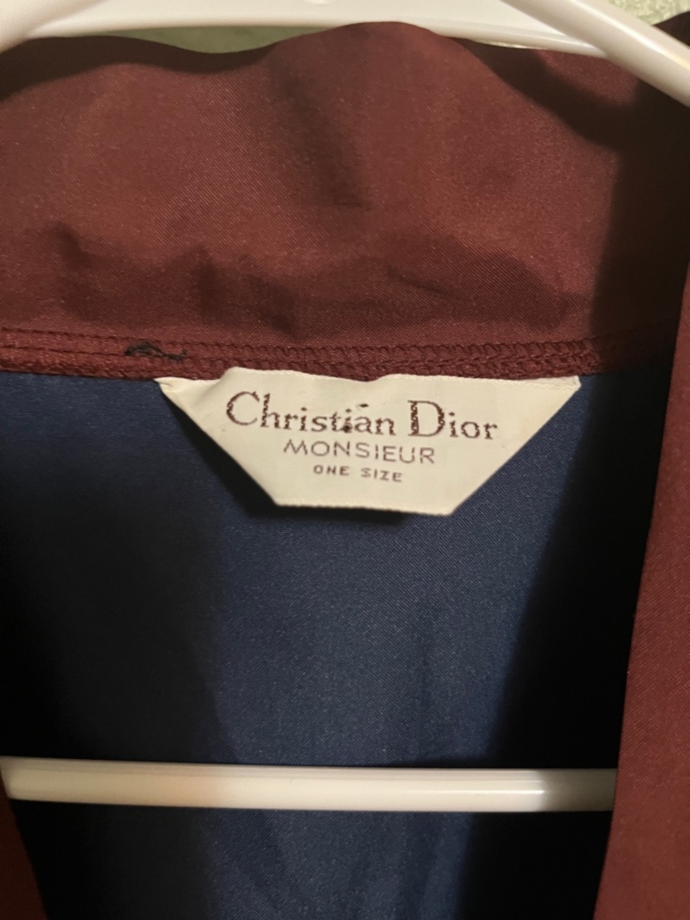 Dior Silk Robe in Navy and Burgundy excellent OS - Picture 3 of 5
